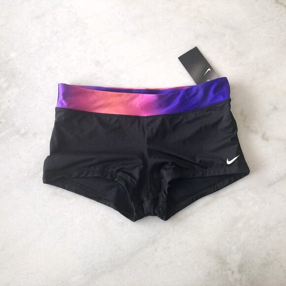 New! NWT Nike black shorts with purple & pink ombre waistband - Picture 1 of 5